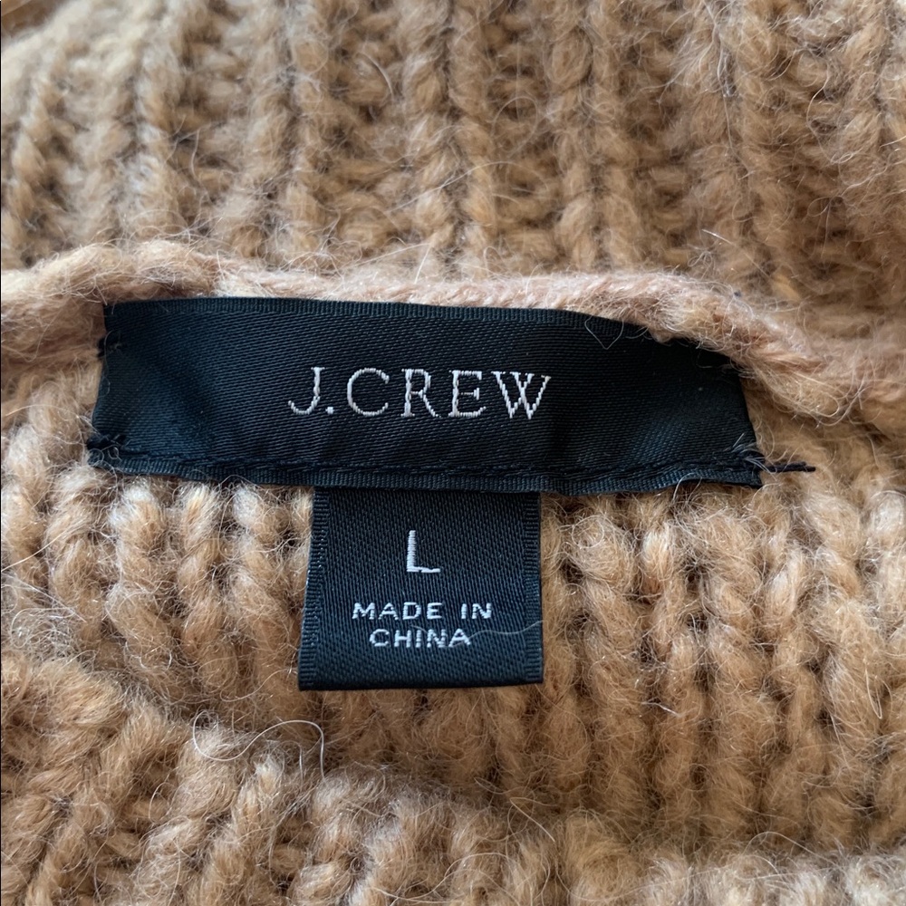 J. Crew Cable Knit Pointelle Sweater With Popcorn Flowers Large Tan Fisherman - Picture 9 of 11